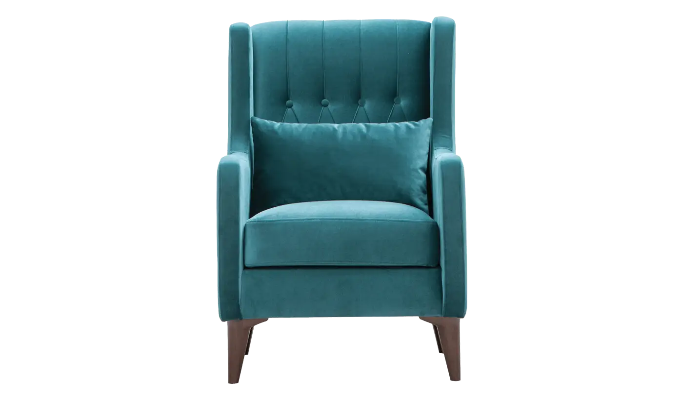 Blue Comfortable Armchair with Cushion