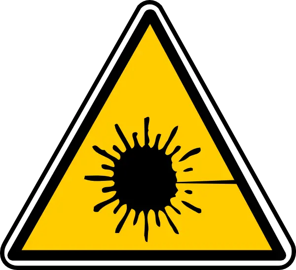 Laser Warning Sign in Yellow Triangle