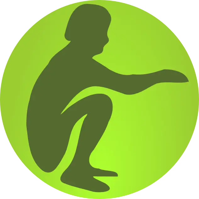 Green Circle Squatting Person Icon