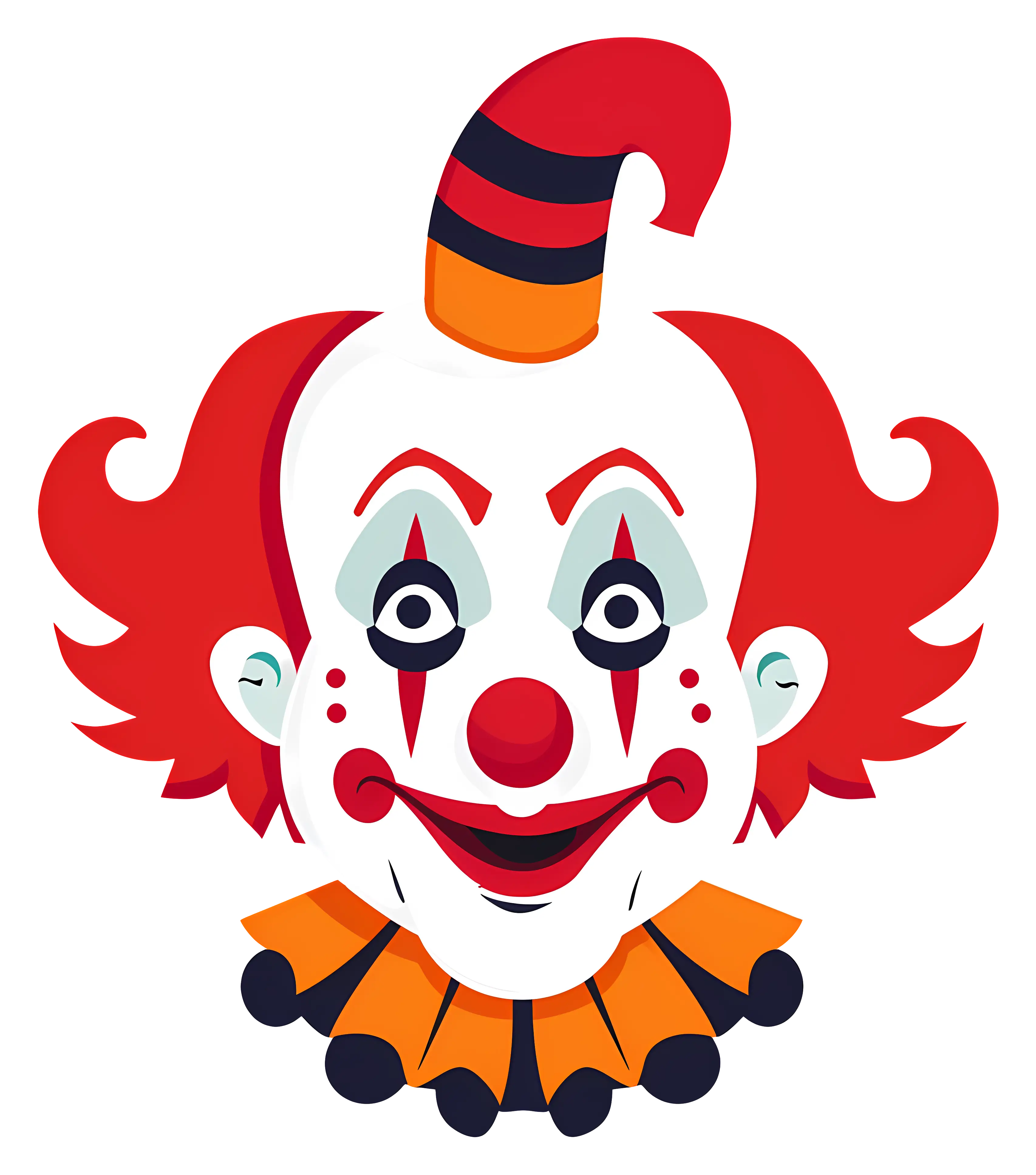 Clown Face With Red Hair and Hat