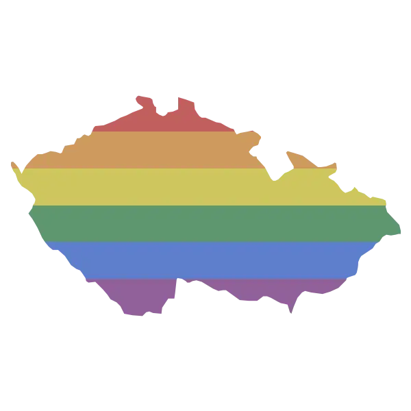 Map Silhouette with Rainbow Design