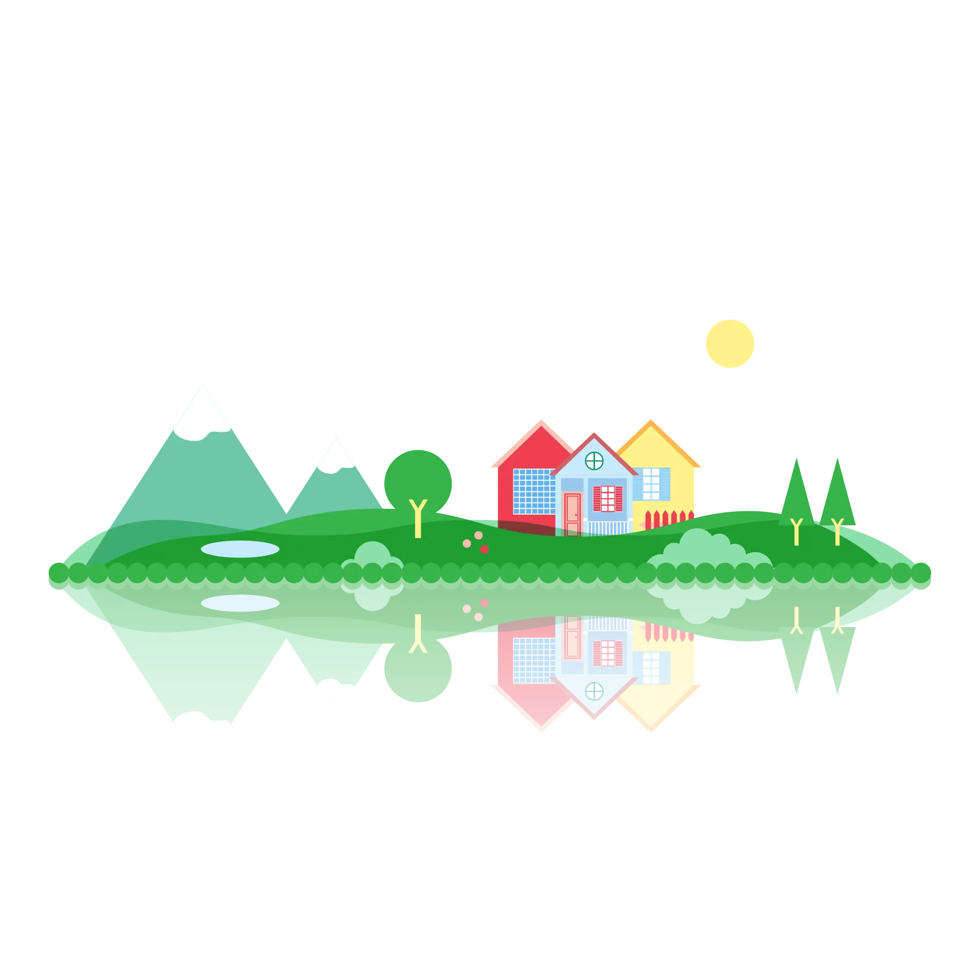 Reflection of a House by the Lake
