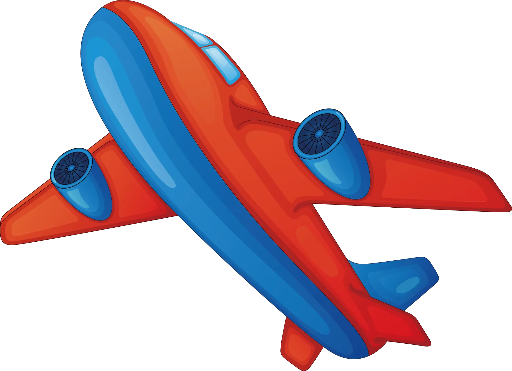 Red and Blue Cartoon Airplane Illustration