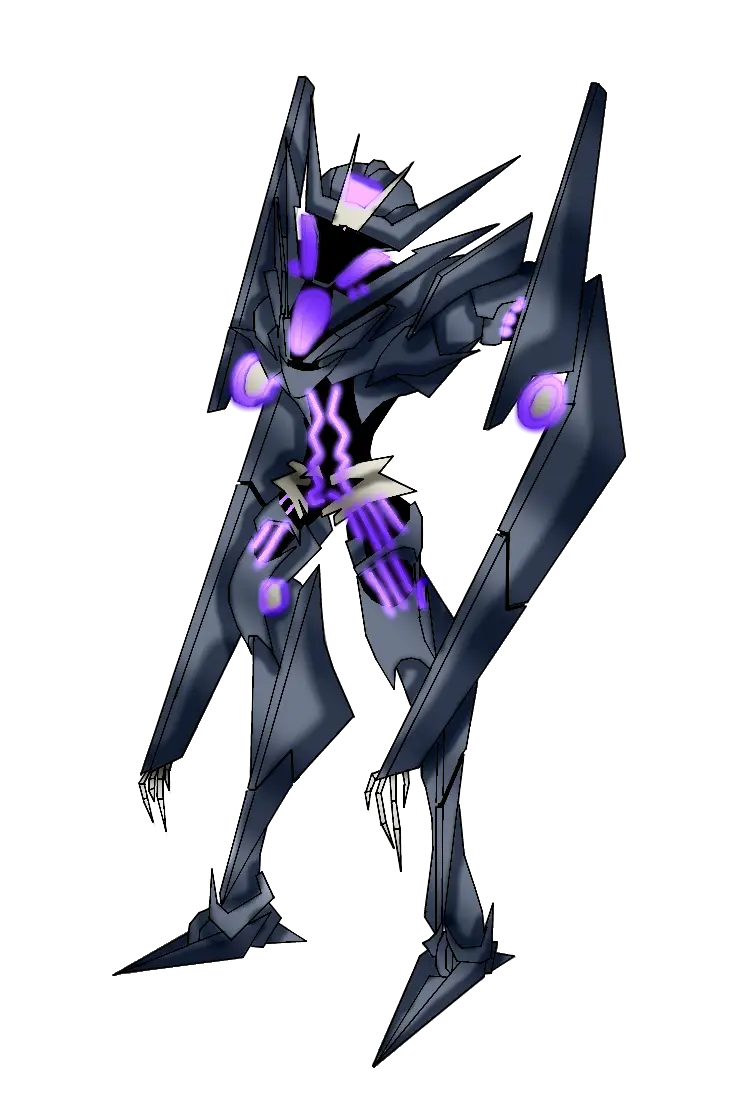 Black Futuristic Robot with Purple Accents