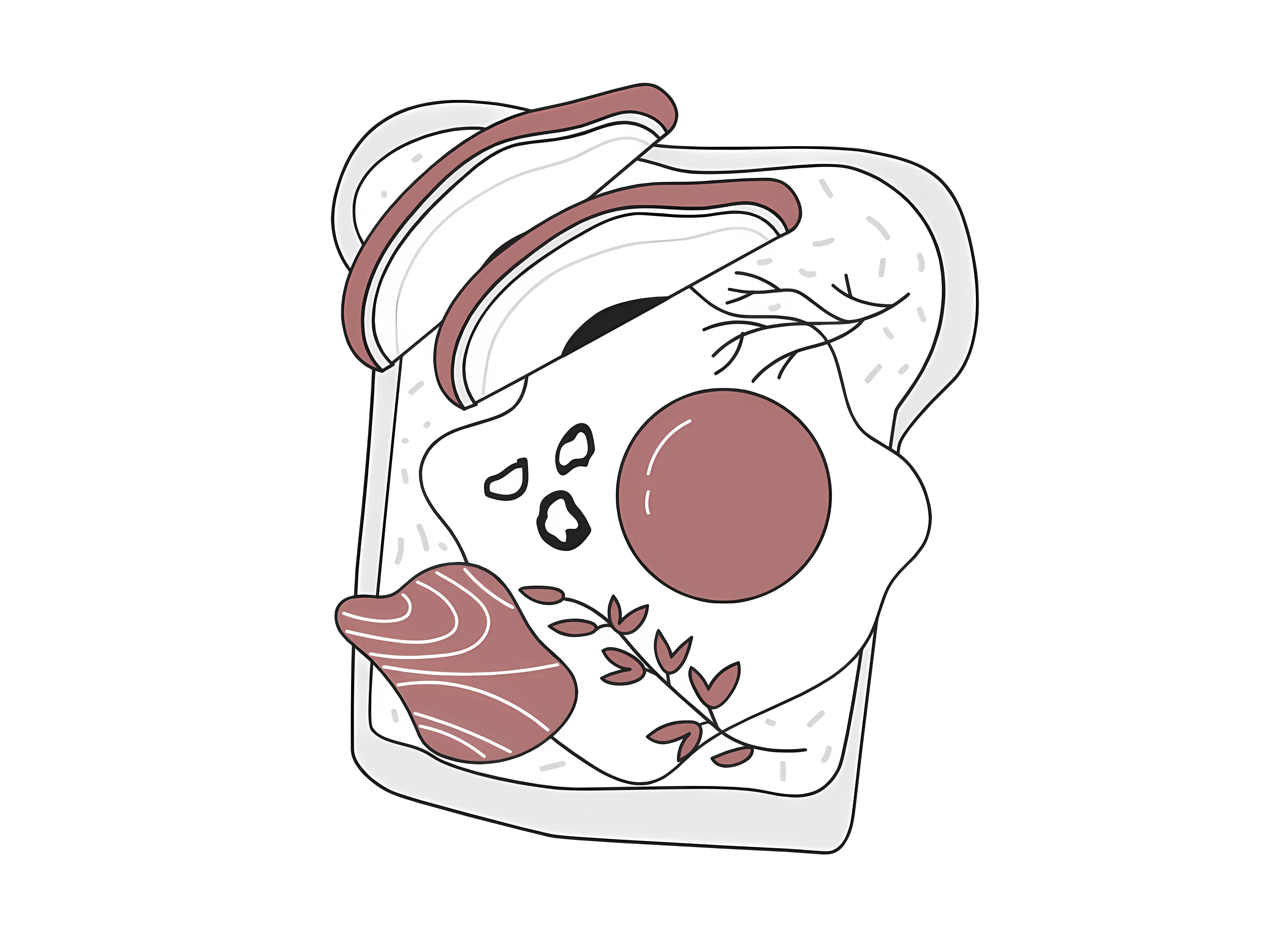 Minimalist Sketch of Breakfast with Egg and Toast