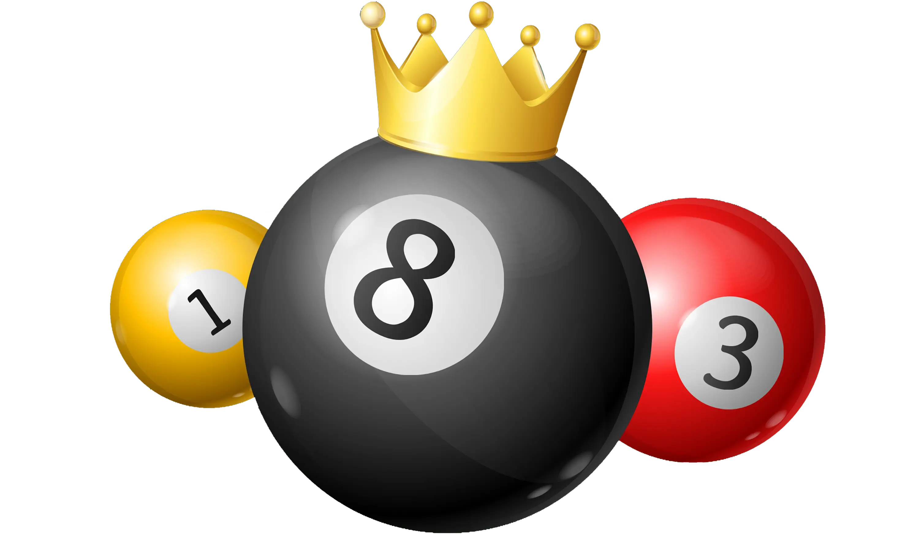Crowned Number 8 Billiard Ball with Other Balls