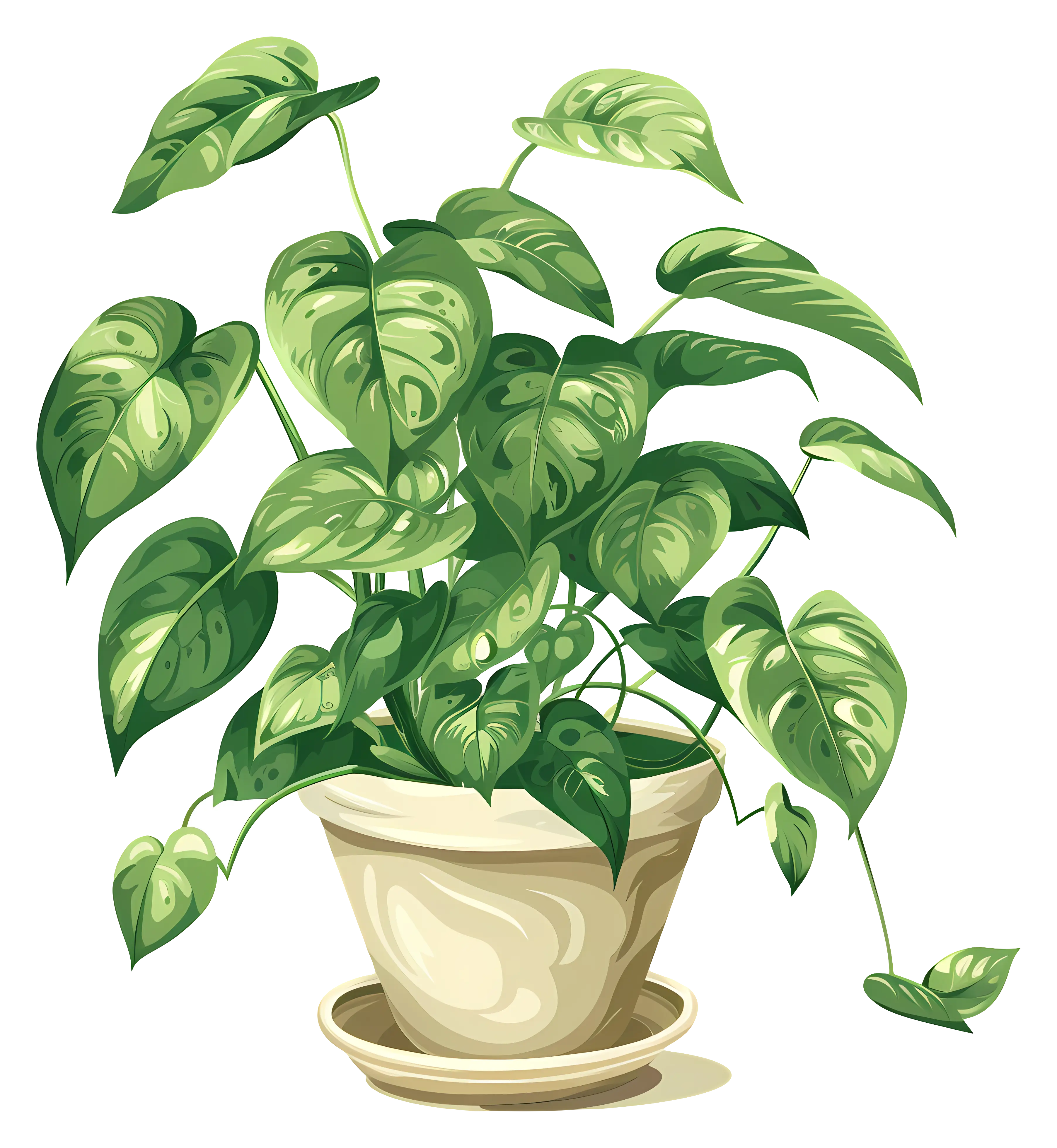 Beautiful Potted Green Plant Illustration