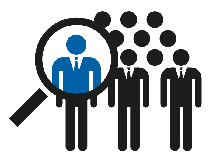 Magnifying Glass Over Figure for Recruitment Concept