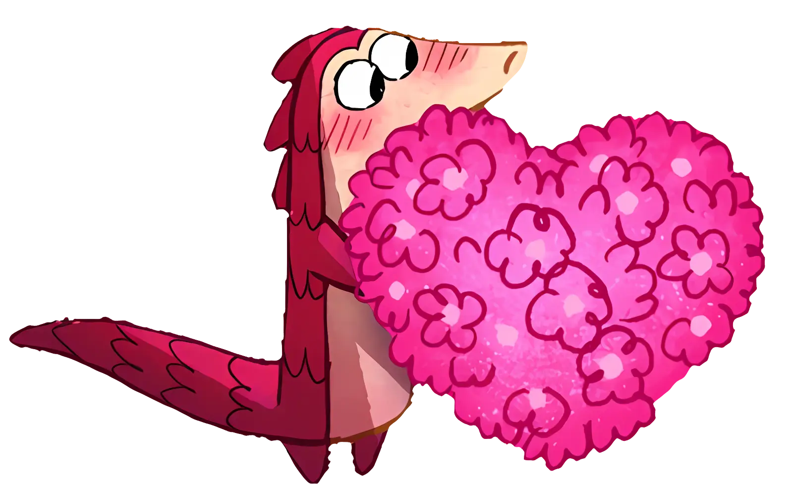Cartoon Animal Holding Heart