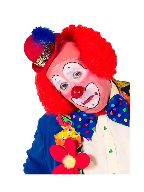 Colorful Clown with Red Hair and Makeup