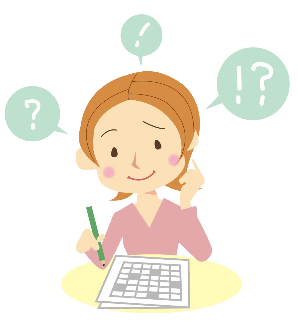 Woman Thinking with Question Marks