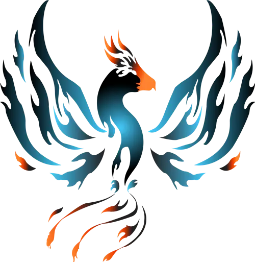 Fiery Phoenix Bird Illustration in Vibrant Colors