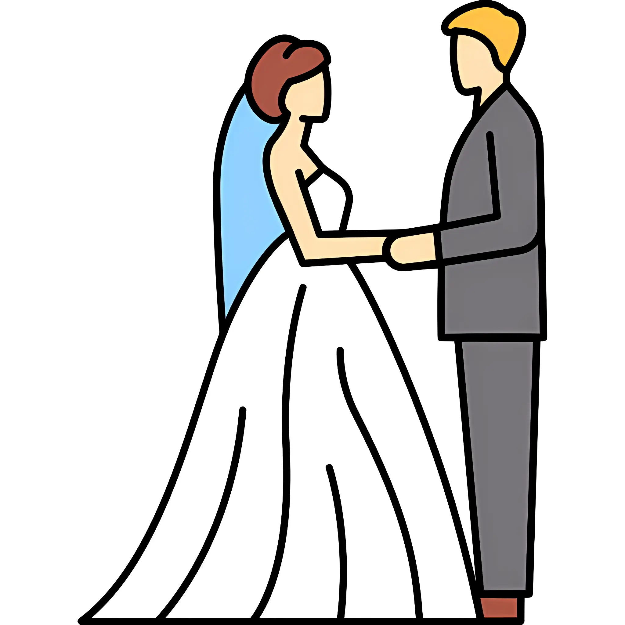 Bride and Groom Holding Hands