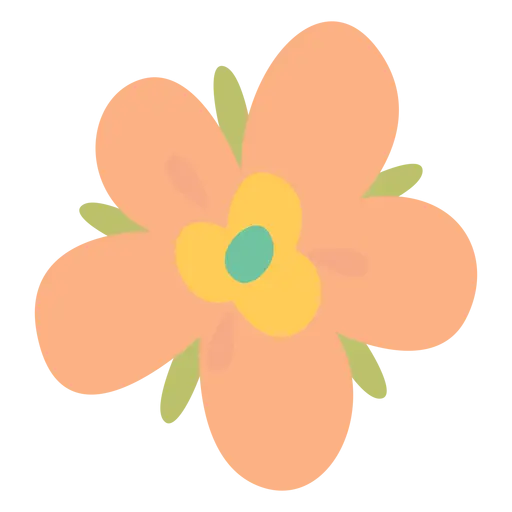 Orange Flower Illustration with Petals and Leaves