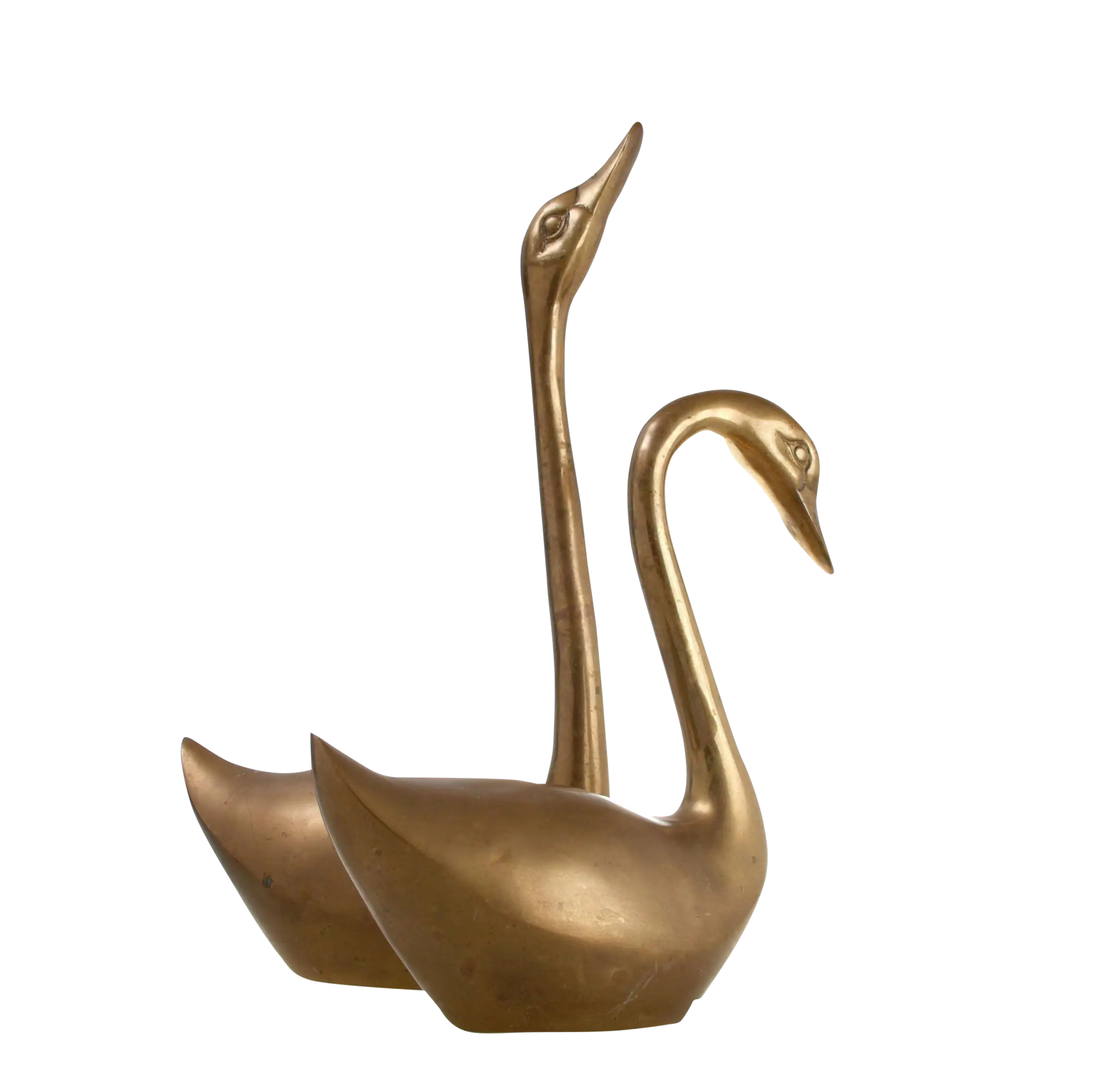 Elegant Brass Swan Sculptures