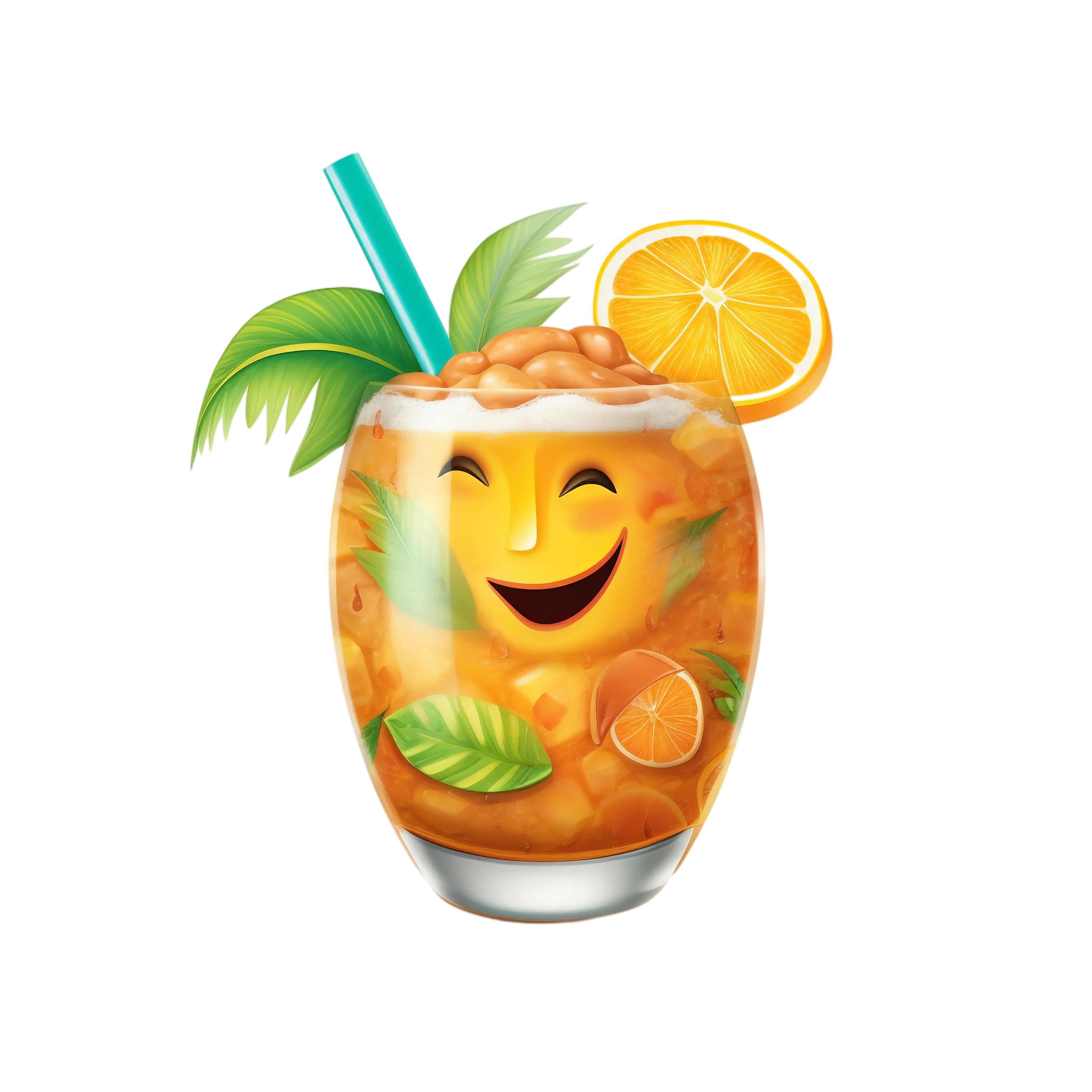 Smiling Tropical Drink with Orange Slice