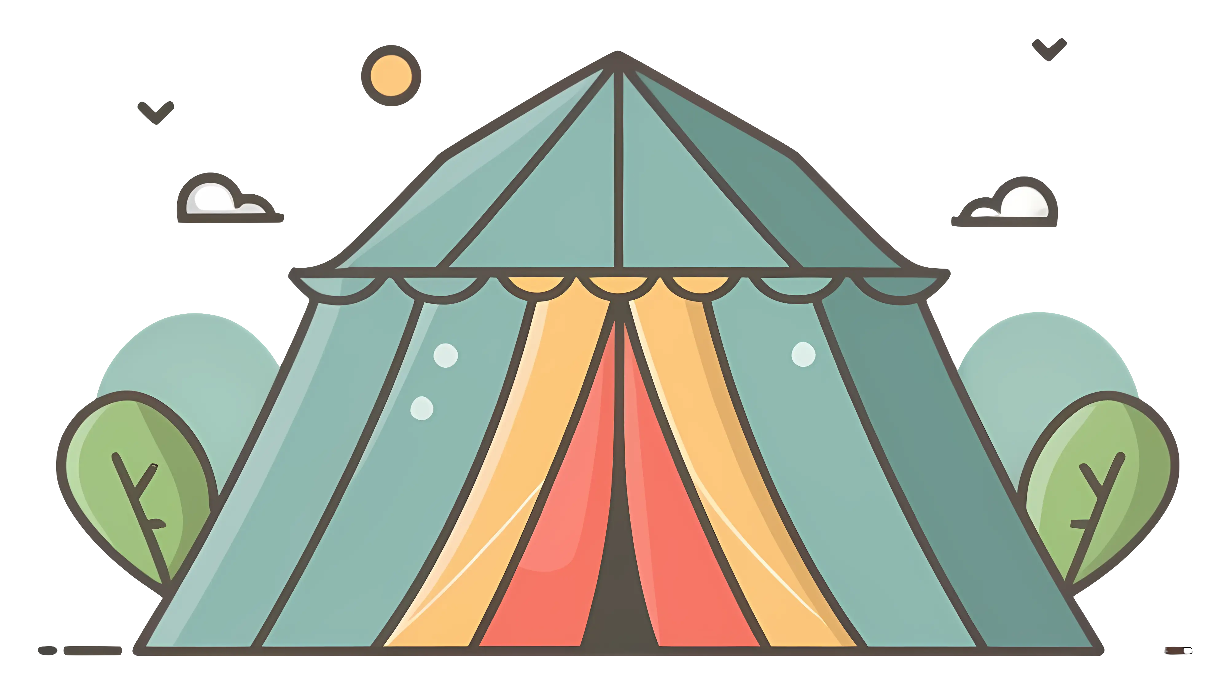 Colorful Camping Tent in Nature Illustration