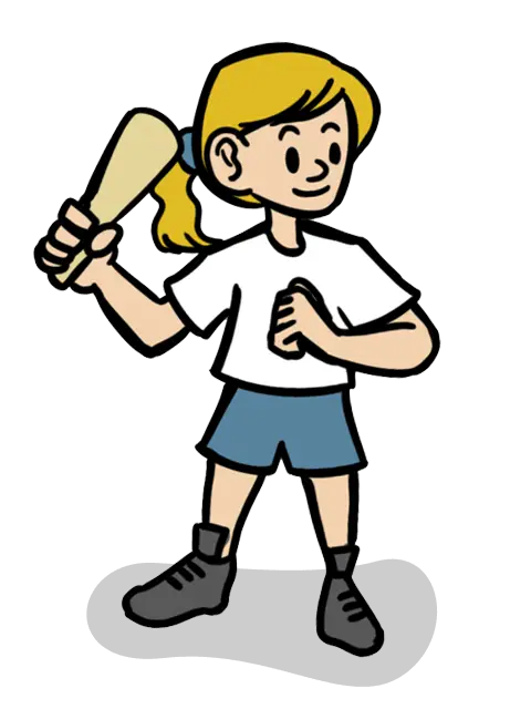 Cartoon Girl with Baseball Bat