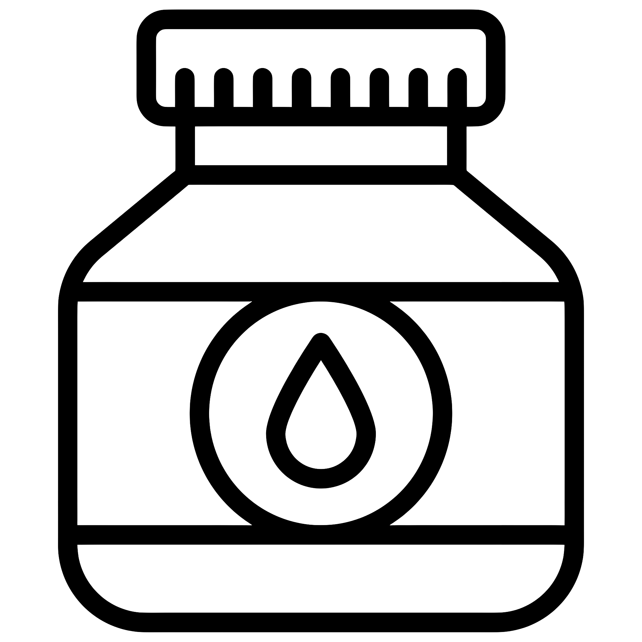 Ink Bottle Outline with Droplet Symbol