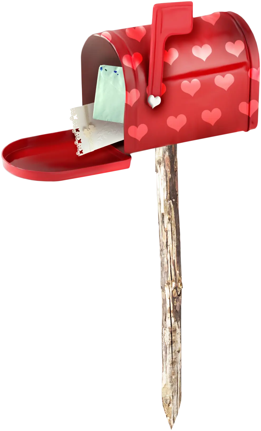 Red Mailbox with Hearts