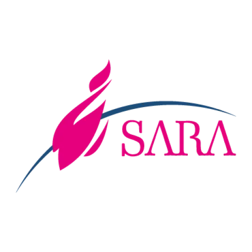SARA Logo with Pink Flame