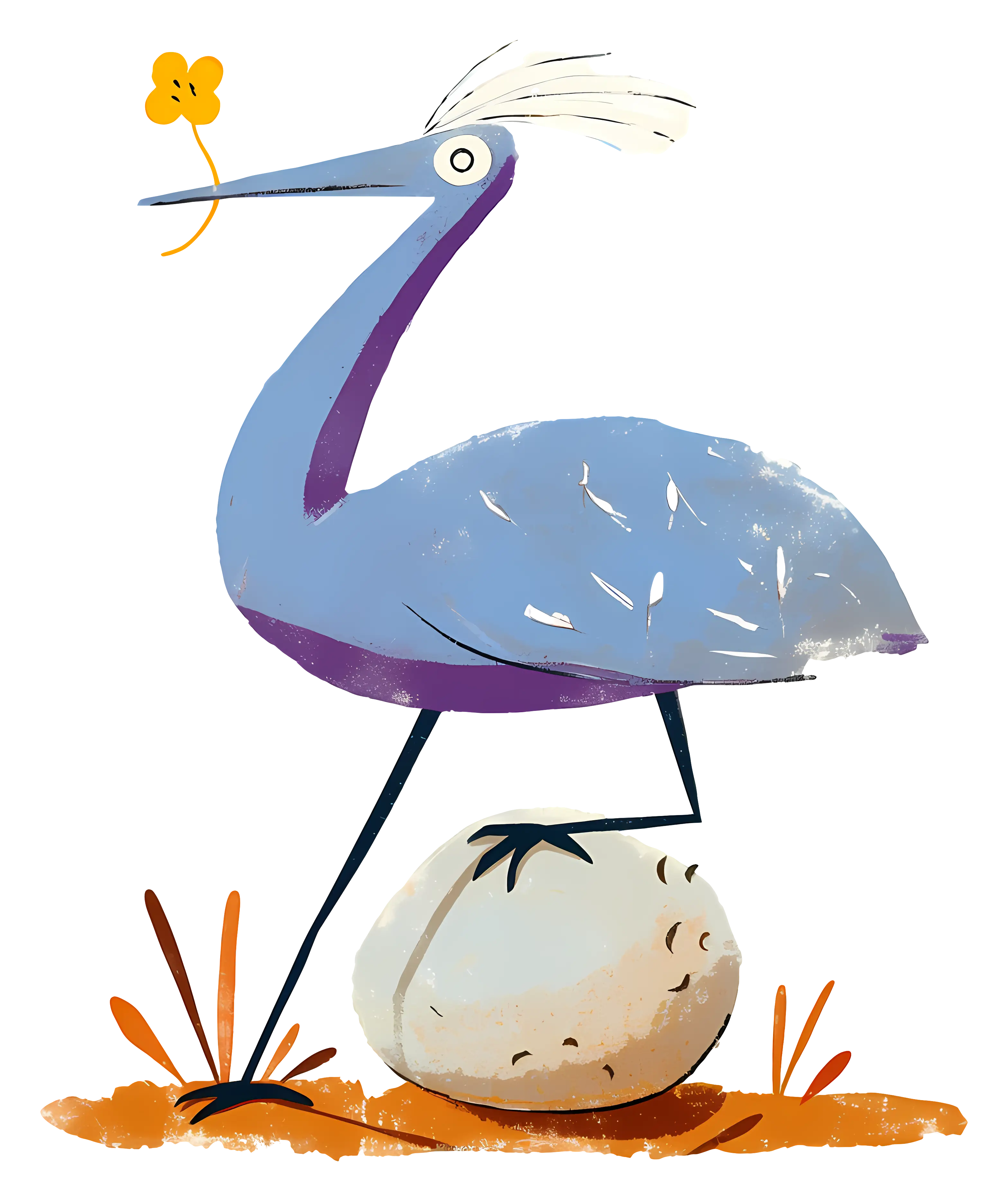 Charming Blue Bird with Flower