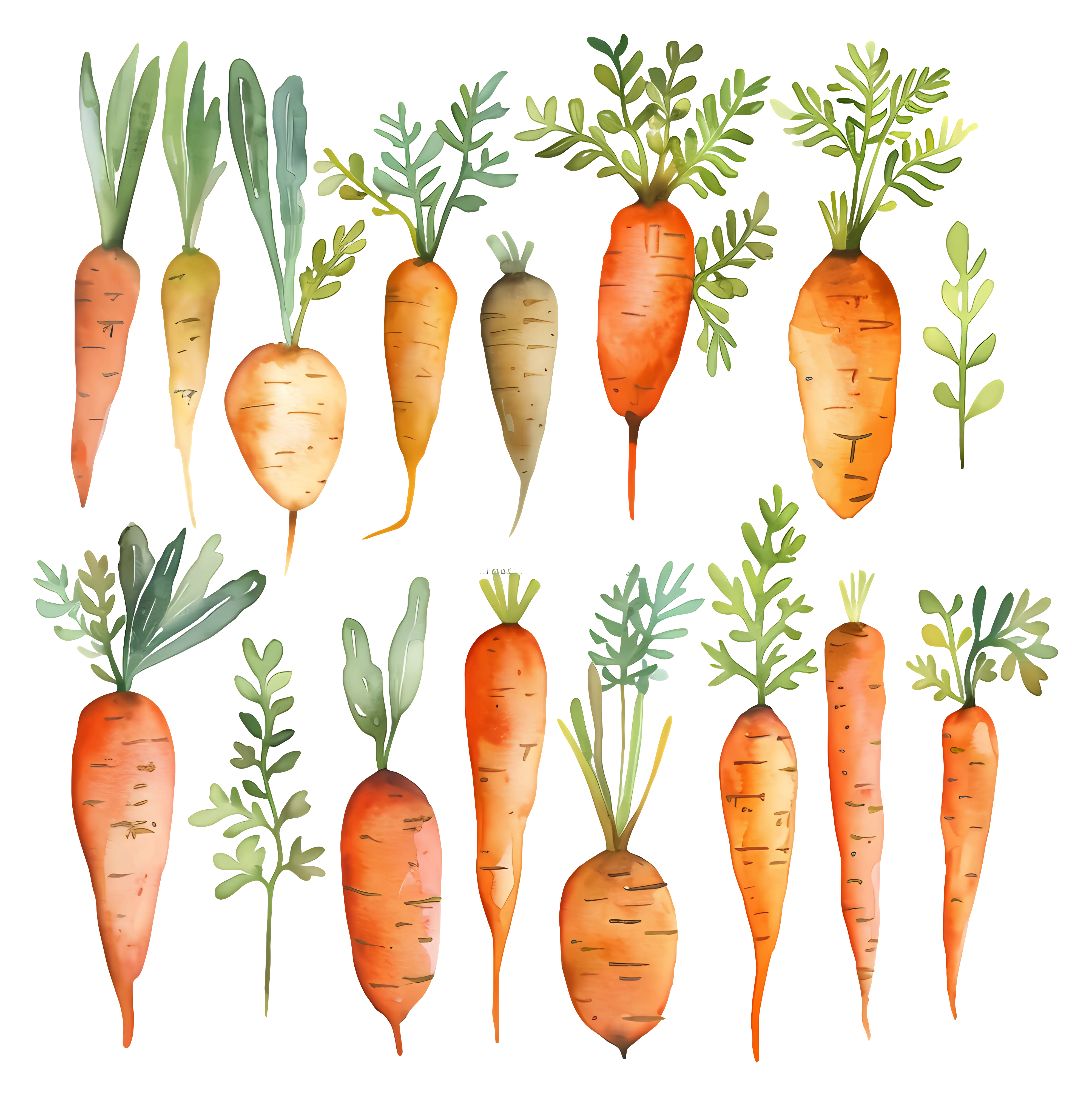 Watercolor Illustration of Carrots