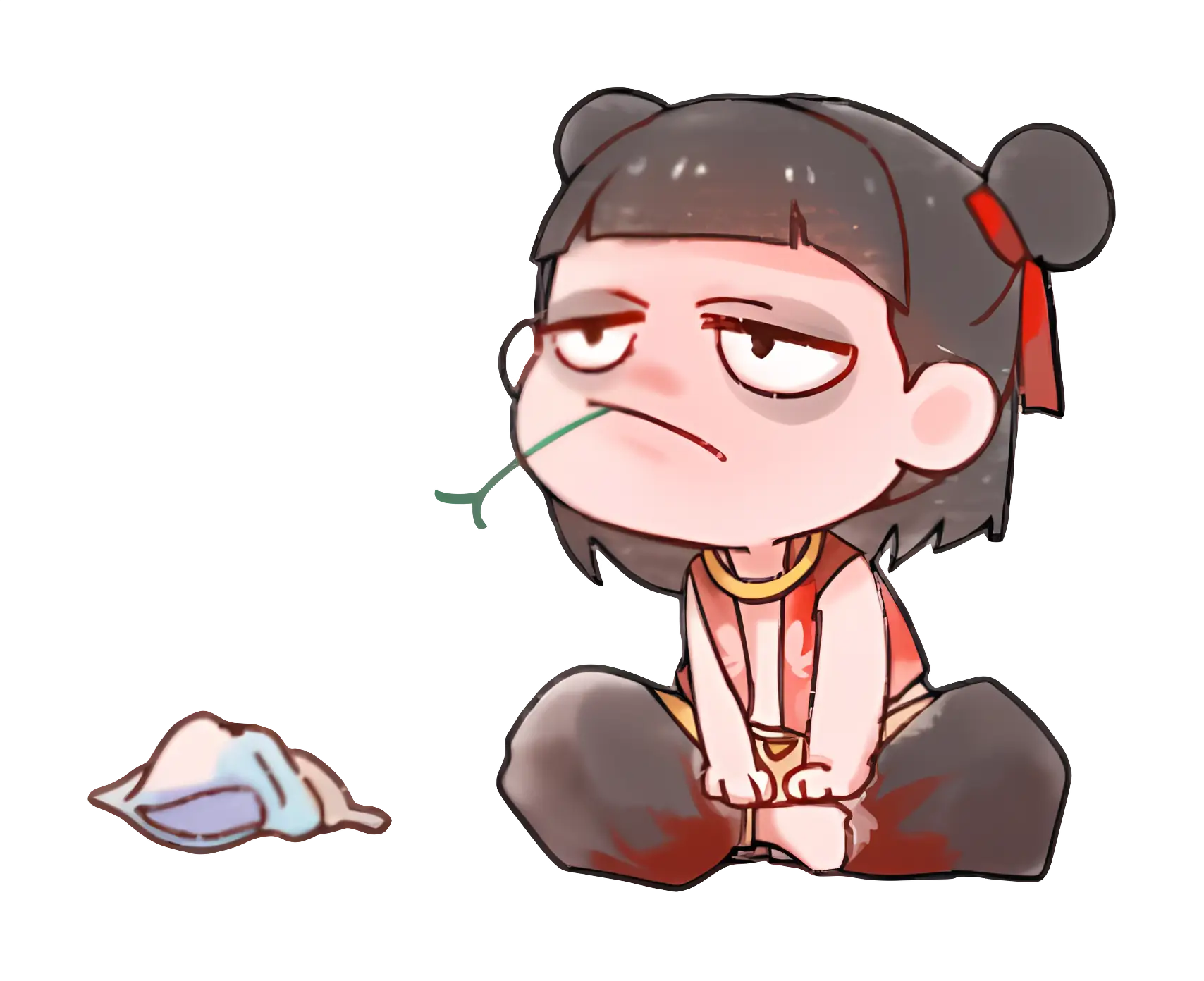 Tired Cartoon Girl Sitting