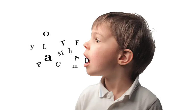 Boy Speaking with Letters Illustration