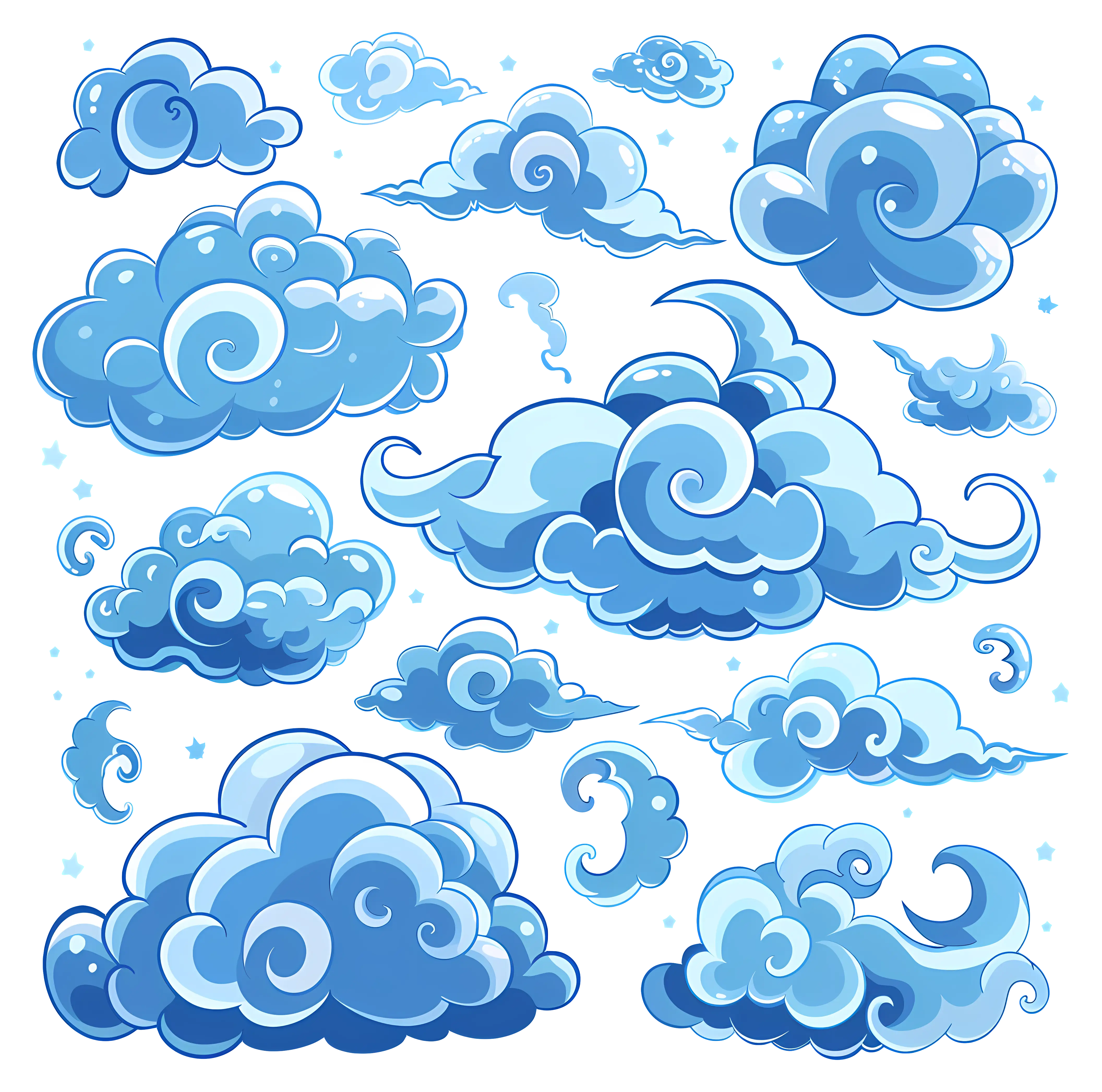 Cartoon Blue Clouds Collection