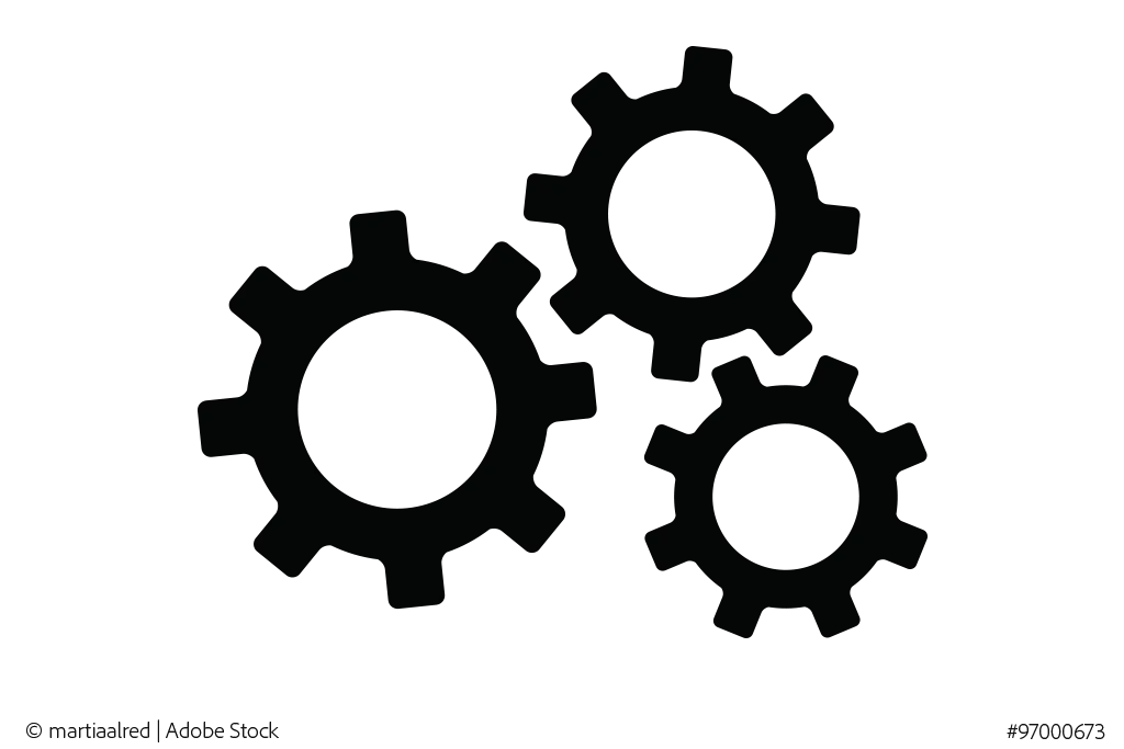 Illustration of Three Black Gear Wheels