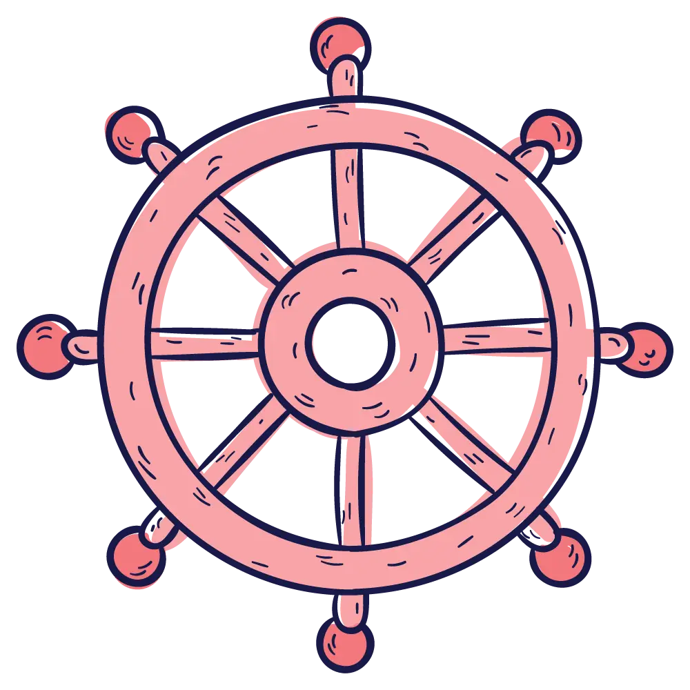 Simple Ship Wheel Illustration in Pink