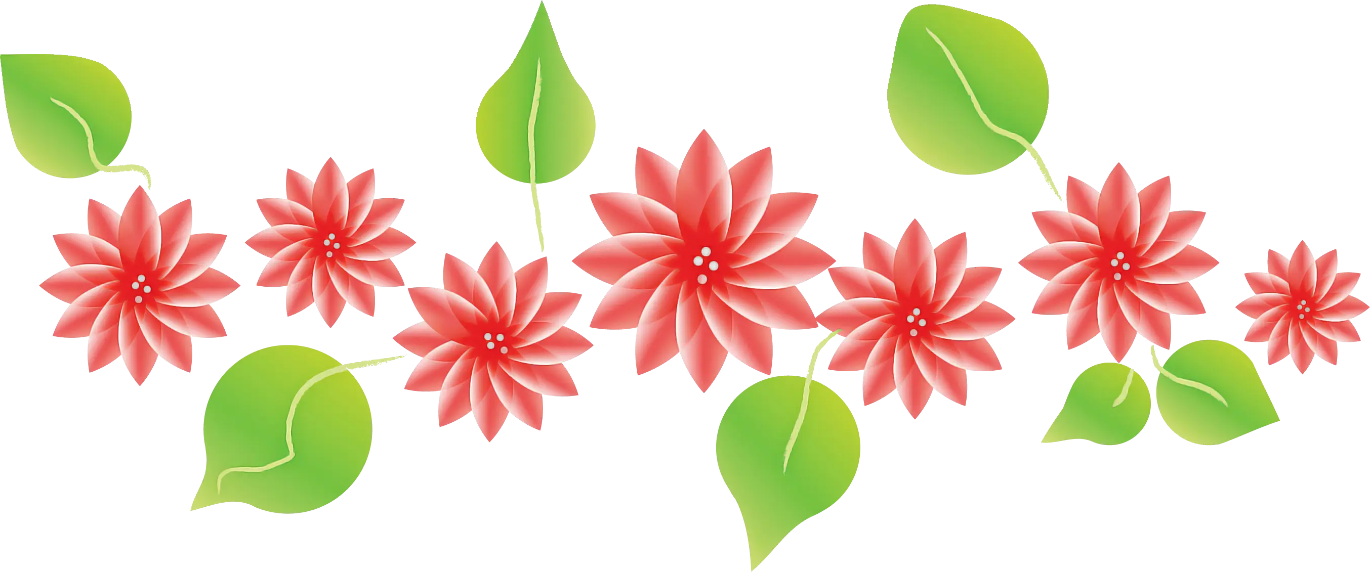 Red Flowers with Green Leaves