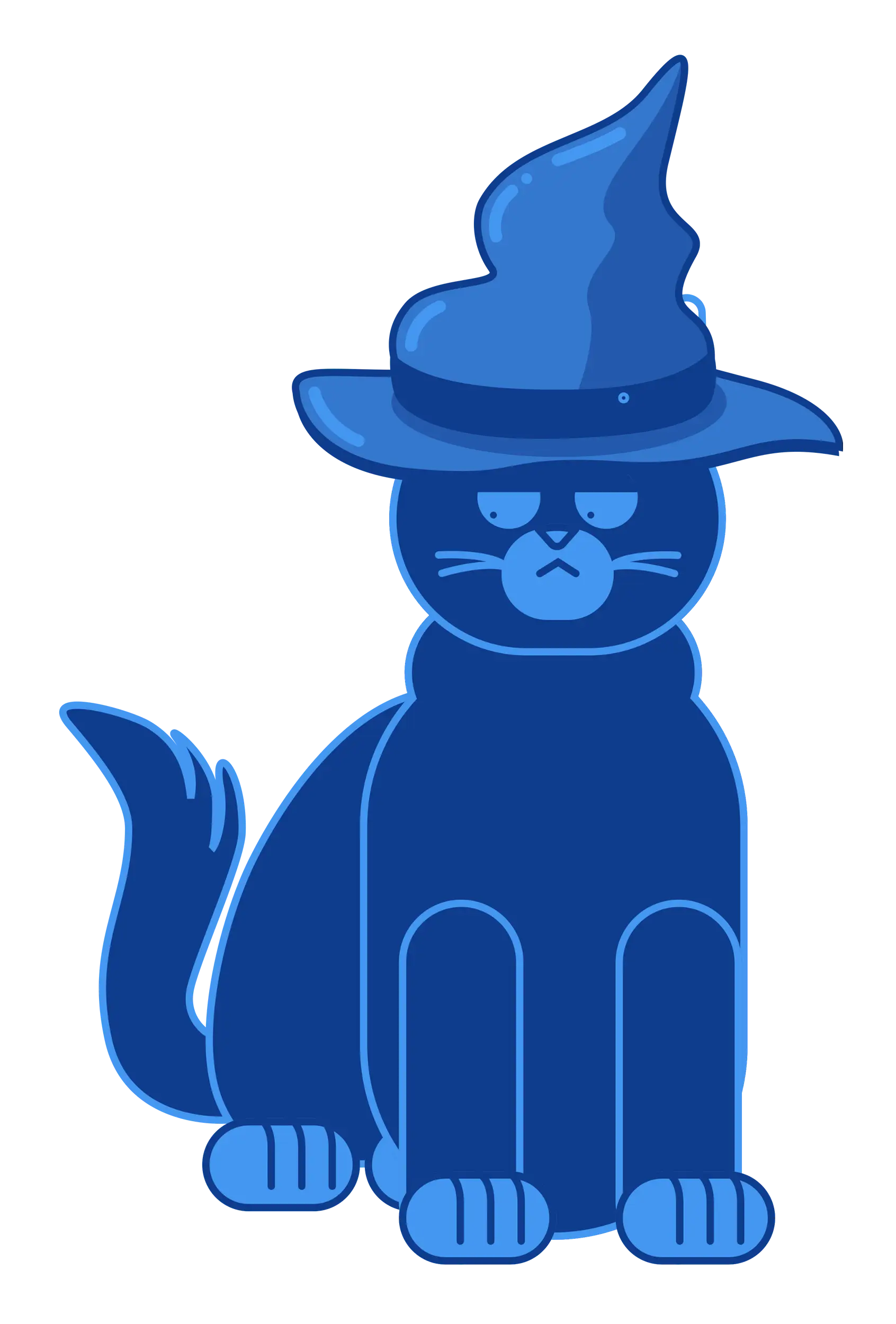Blue Cat with Wizard Hat