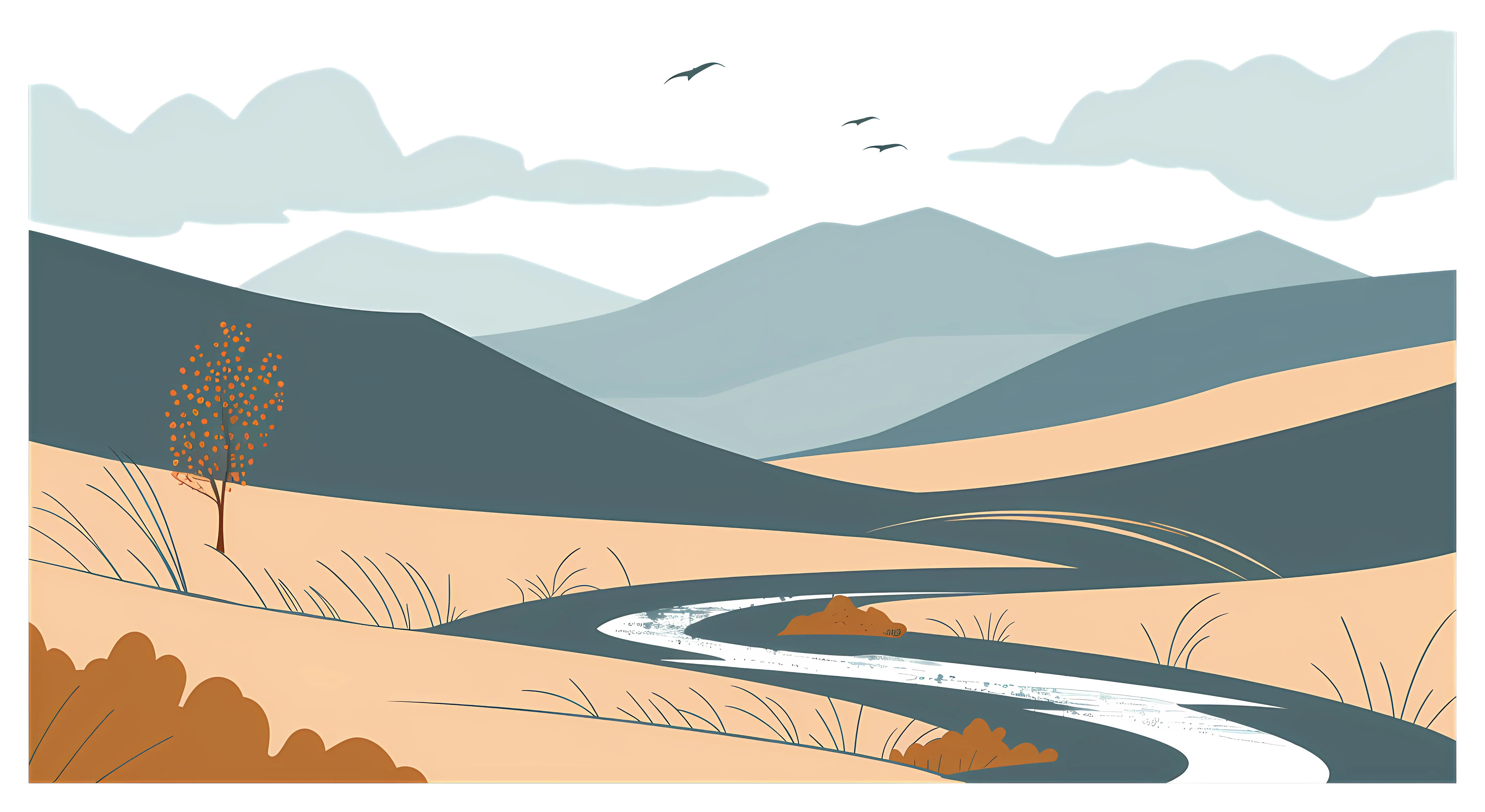 River and Mountain Landscape