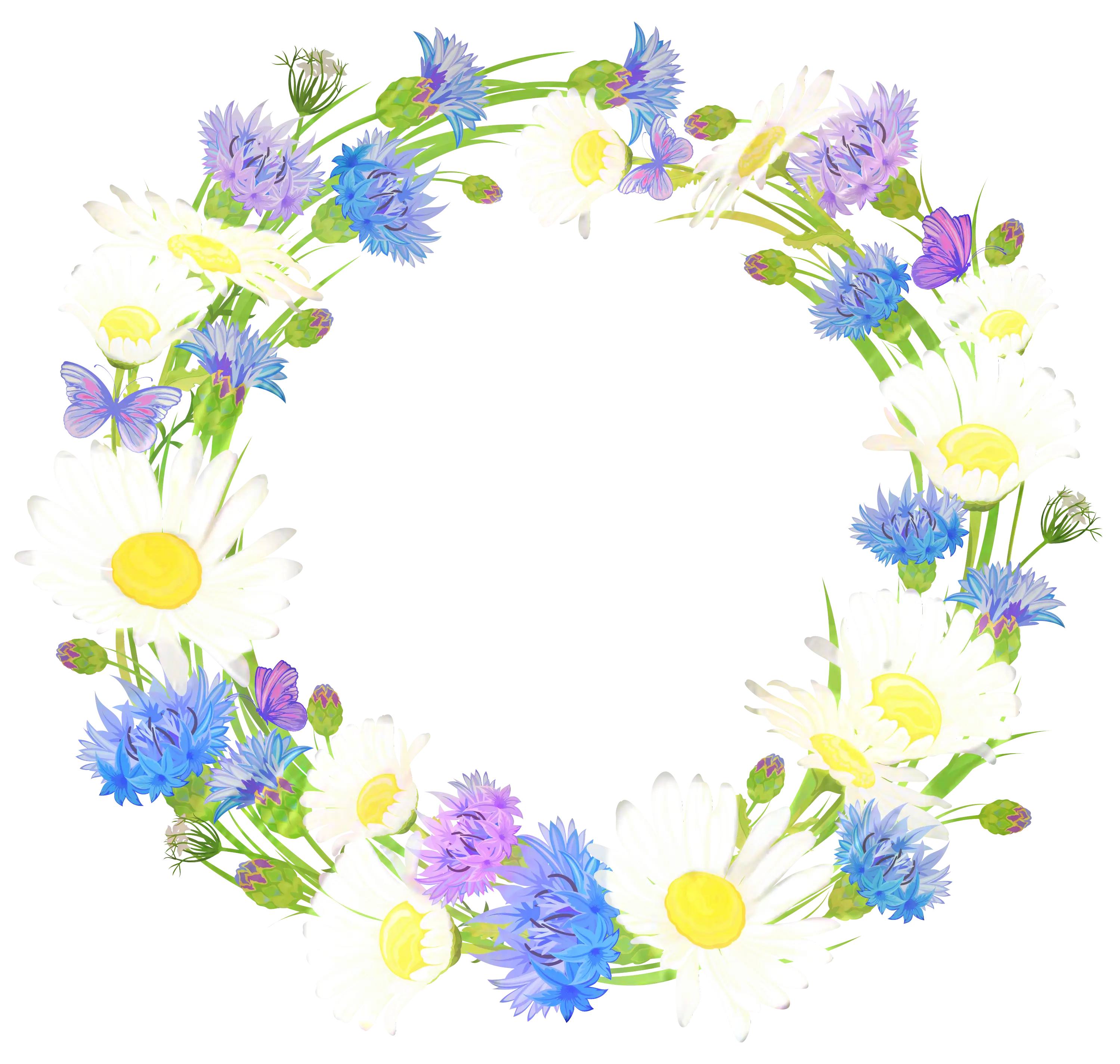 Daisy and Cornflower Floral Wreath