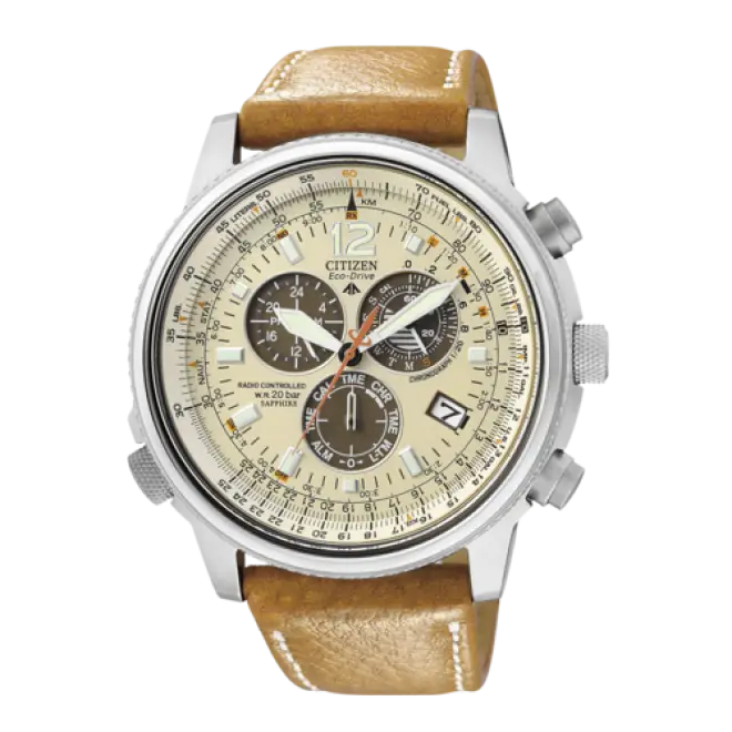 Elegant Wristwatch with Leather Strap and Chronograph