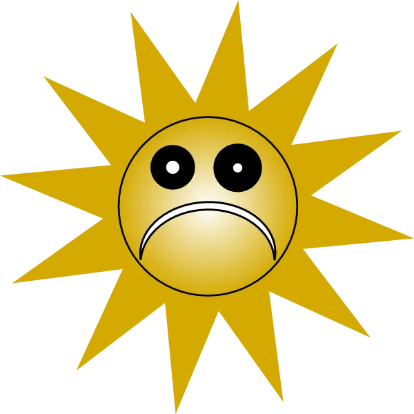 Sad Sun Face Cartoon Illustration