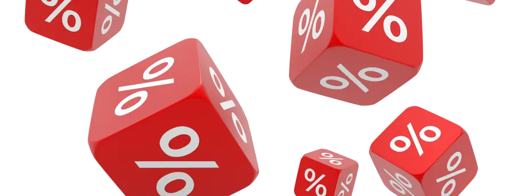 Red Dice with Percentage Symbol