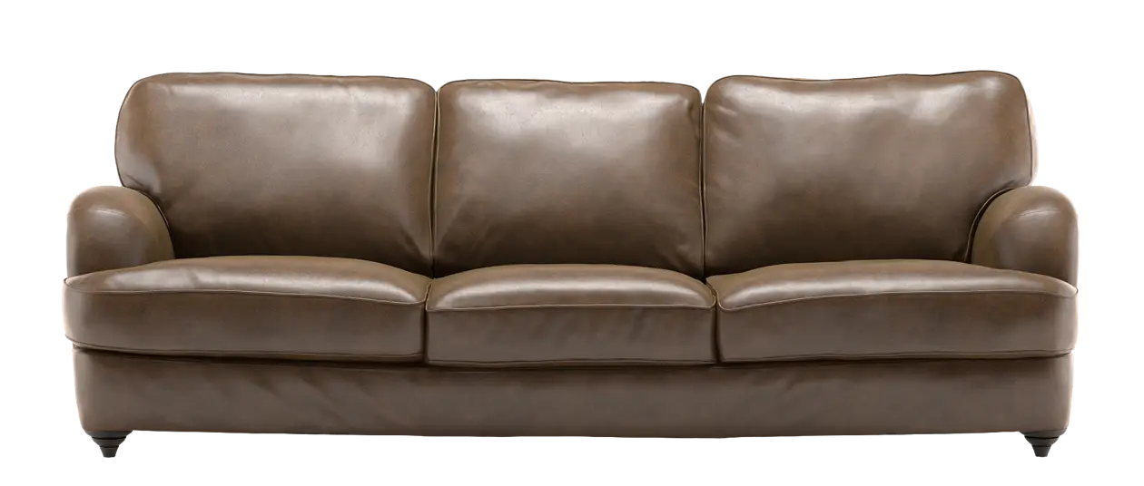 Brown Three-Seater Leather Sofa