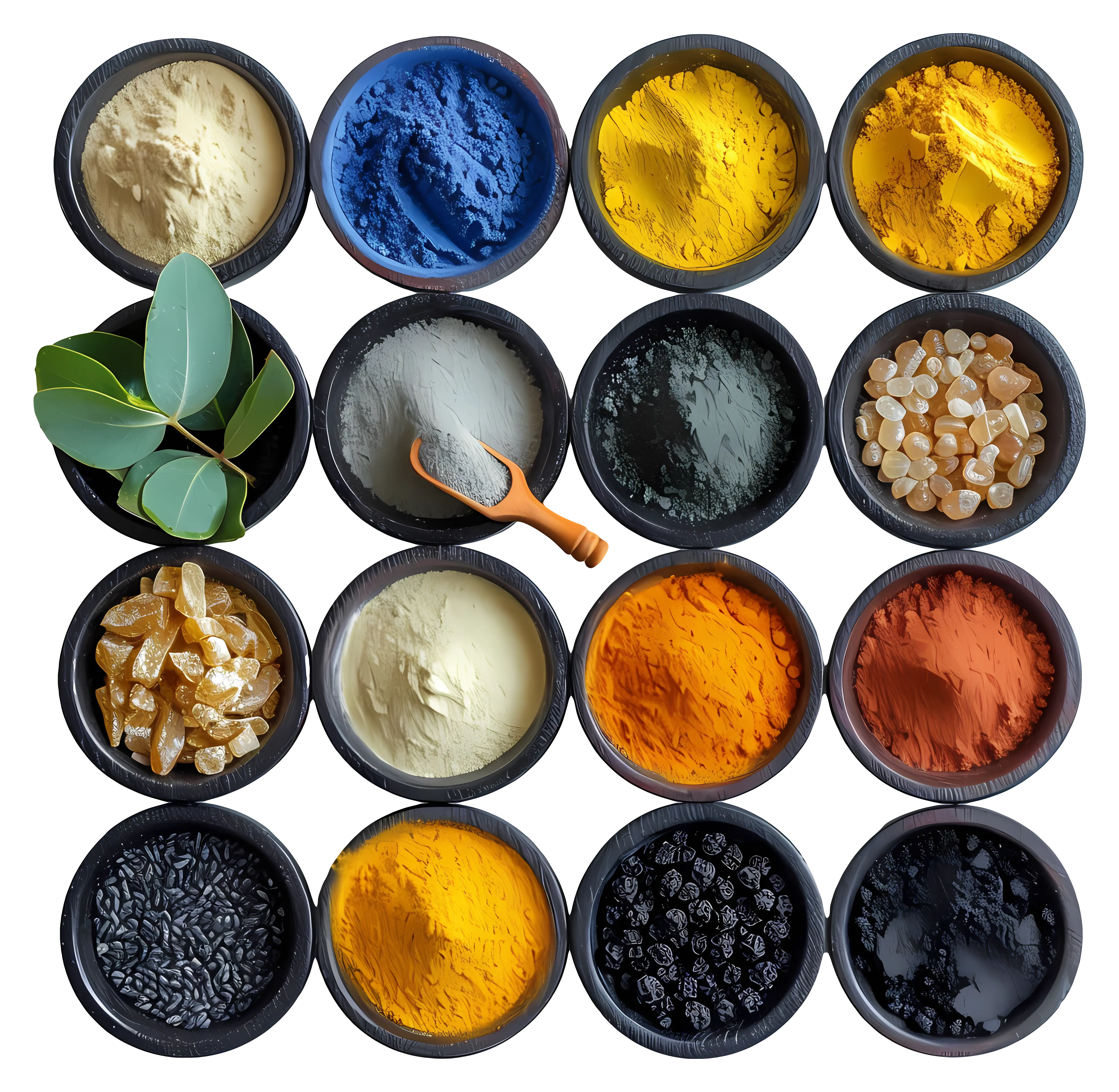 Colorful Natural Pigments in Small Bowls