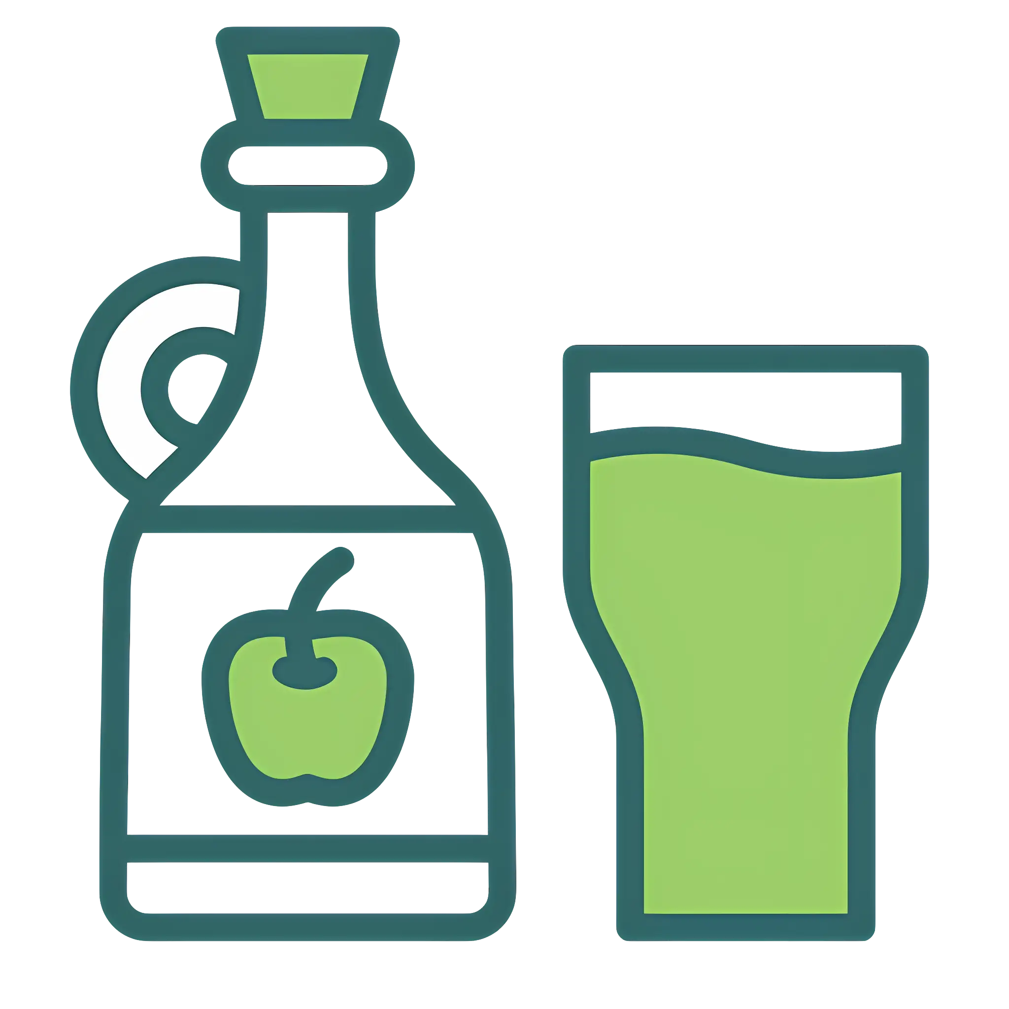 Refreshing Apple Juice in Bottle and Glass