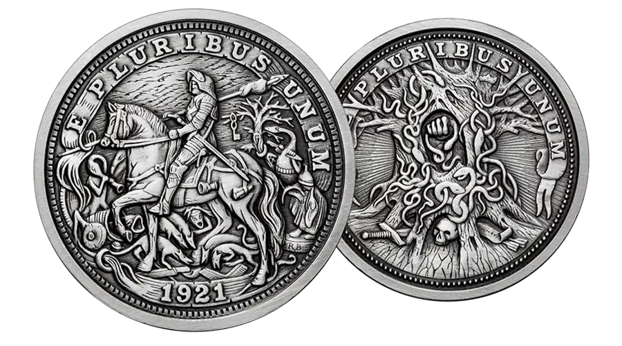 Antique Silver Coin with Engraving from 1921