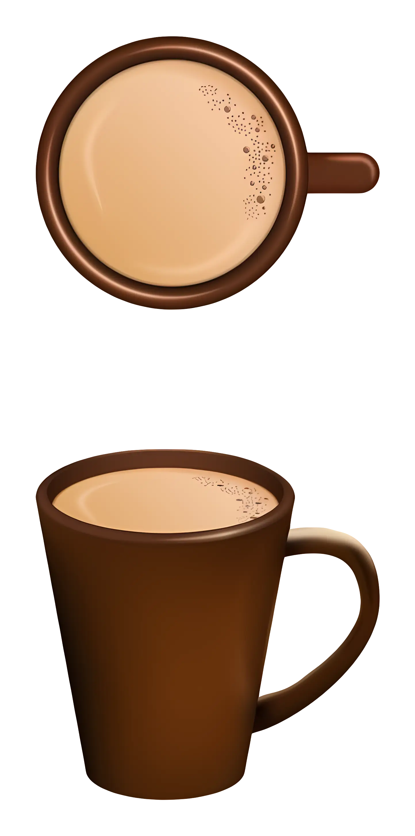 Brown Coffee Mug with Top View