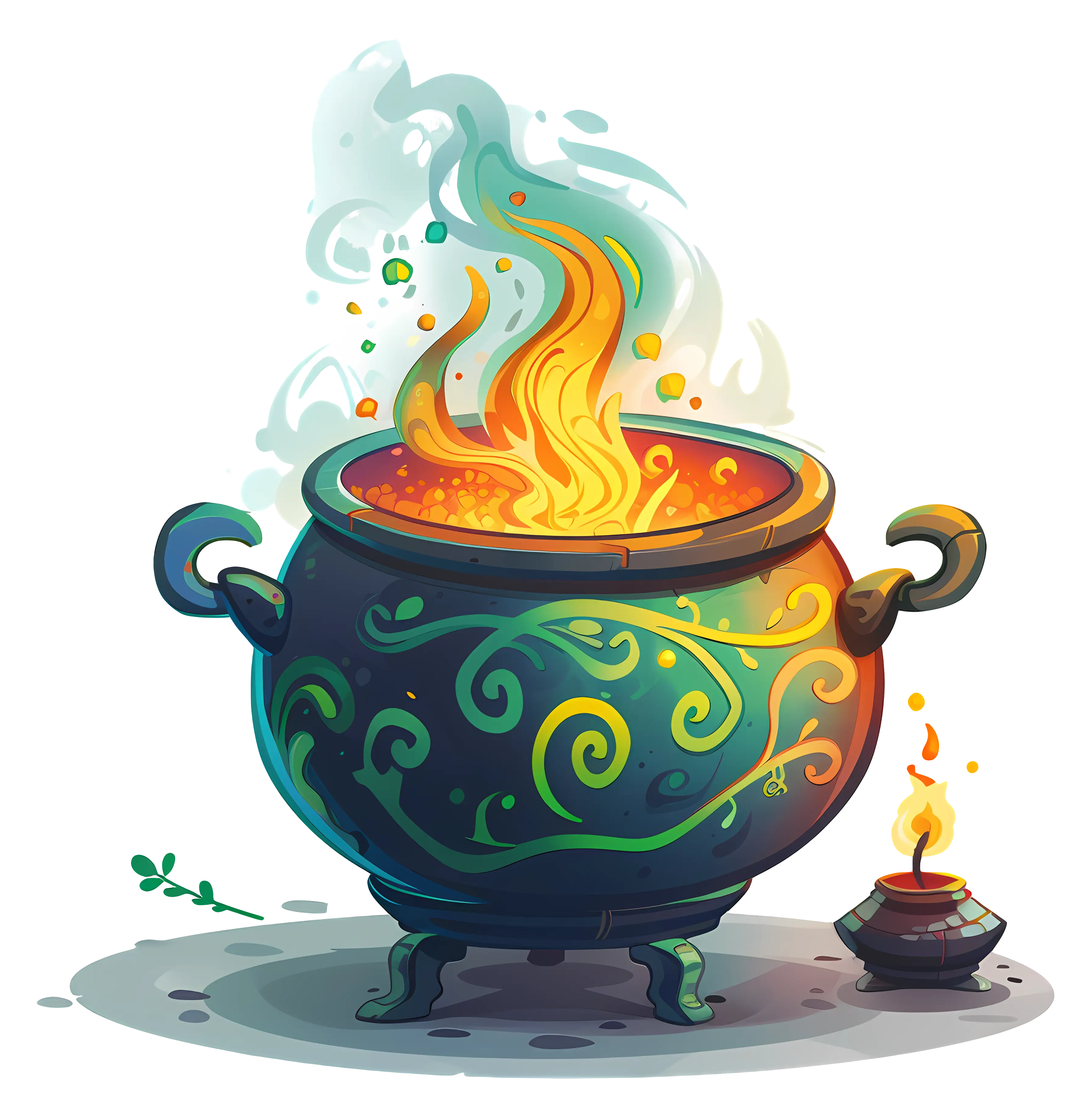 Magic Cauldron with Fire