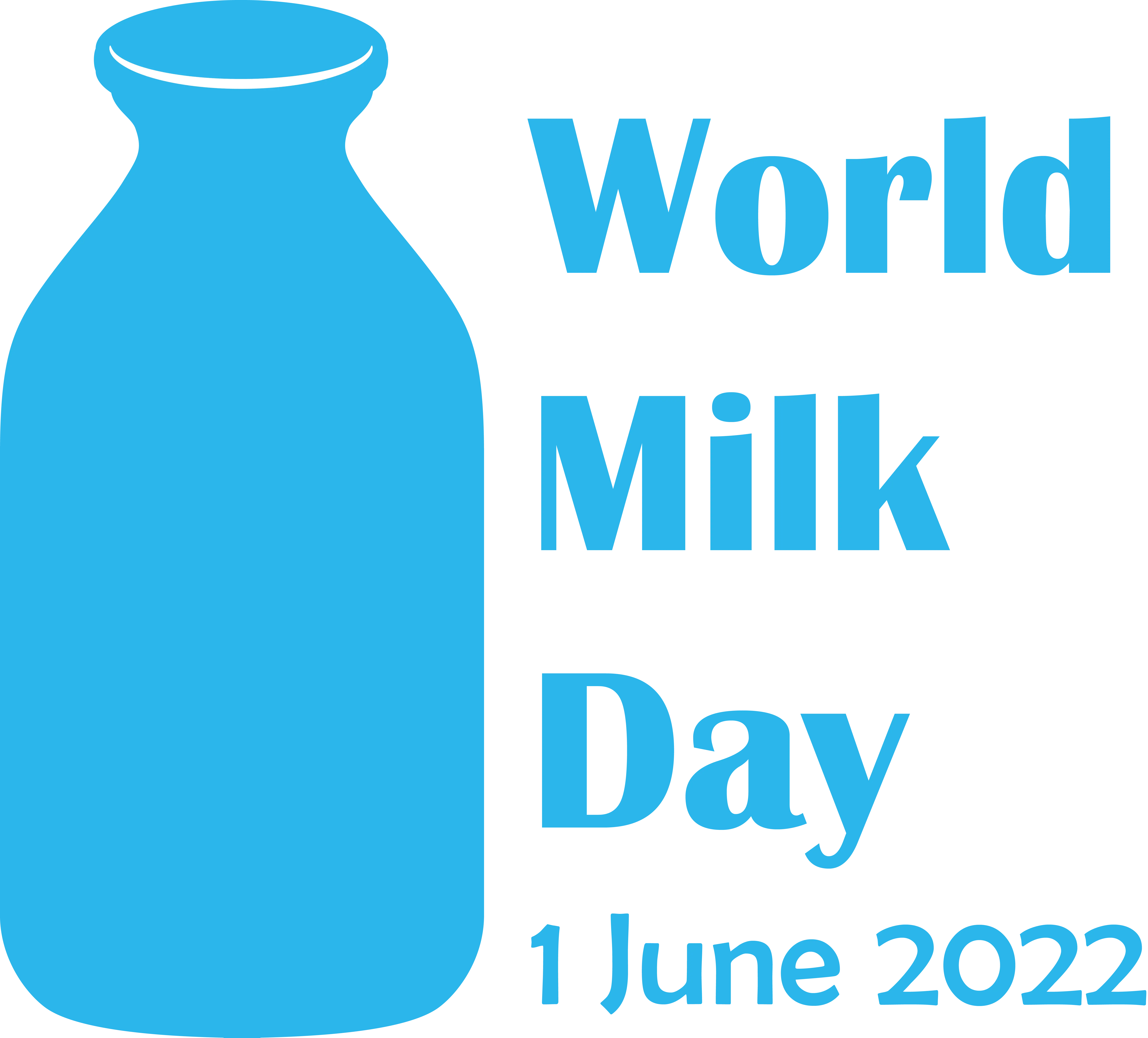 Blue Milk Bottle Illustration for World Milk Day