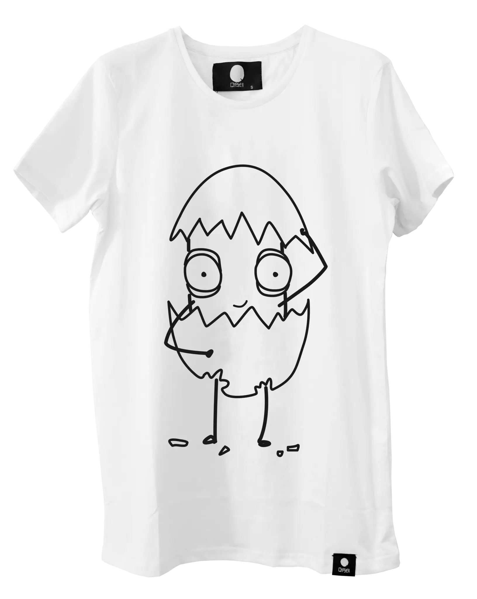 White Doodle T-Shirt with Cartoon Design