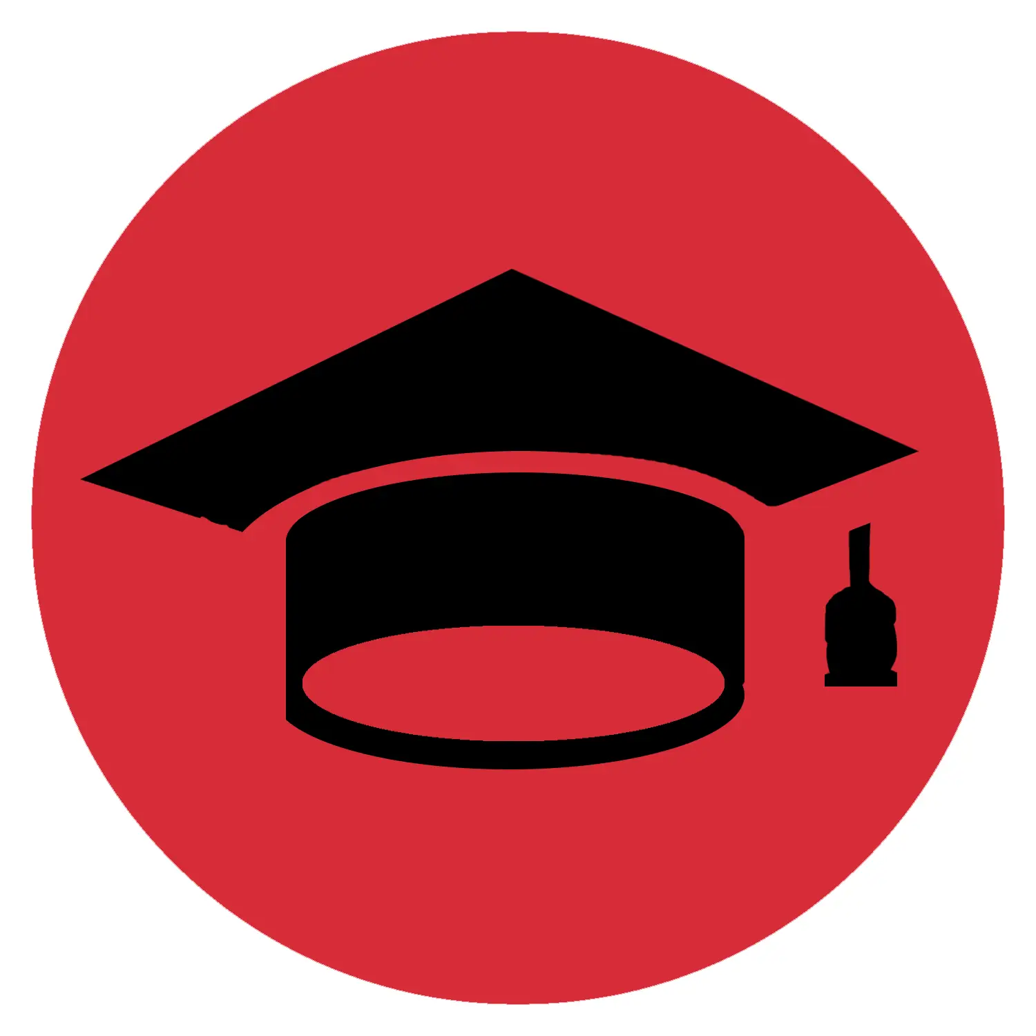 Black Graduation Cap Icon on Red Background
