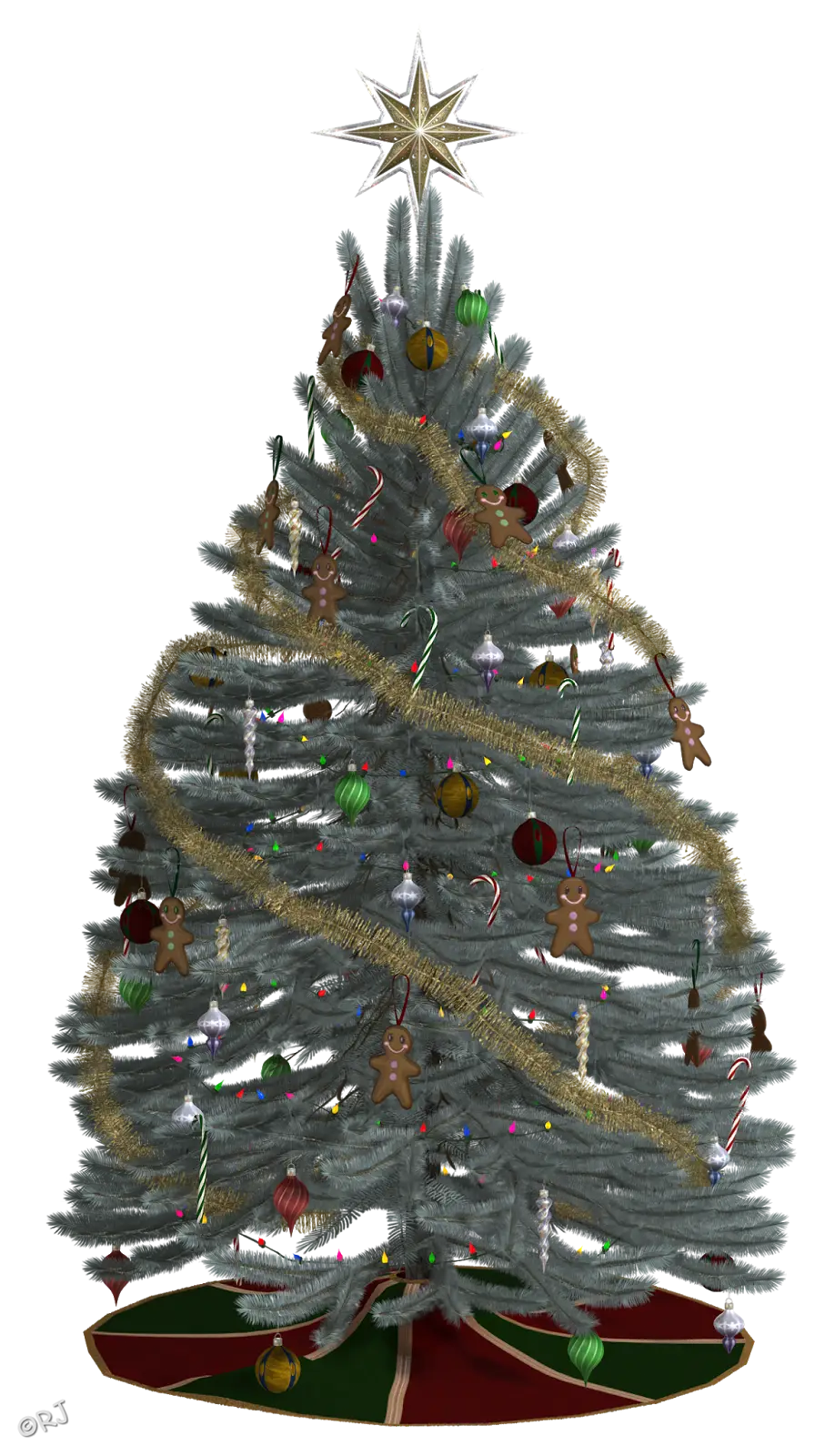Beautifully Decorated Christmas Tree with Ornaments