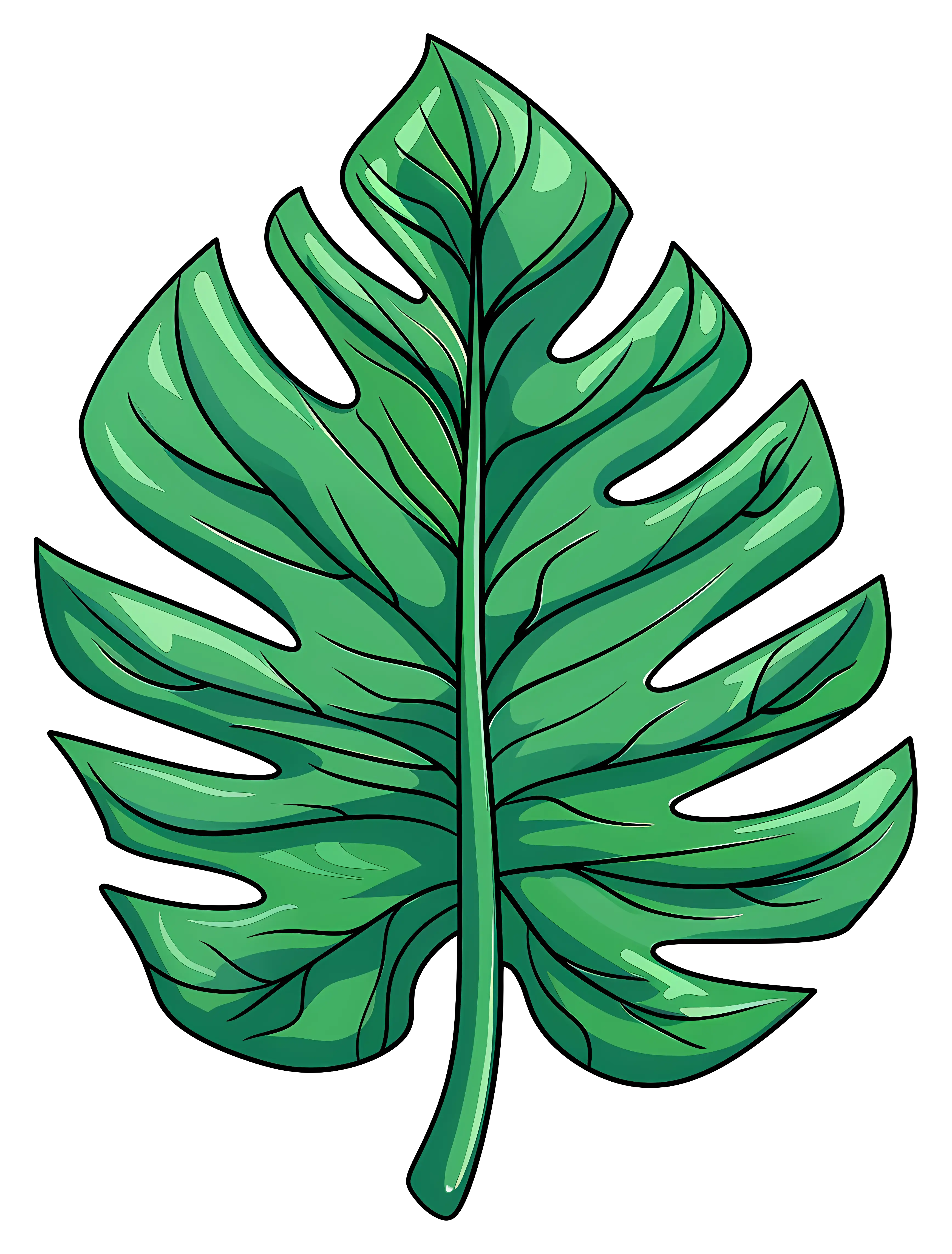 Detailed Monstera Leaf Illustration for Botanical Art